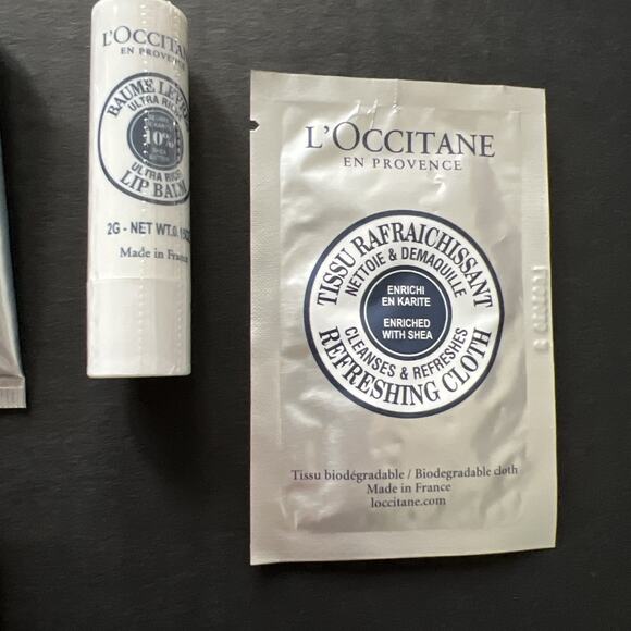 L'OCCTIANE LOT Lip Balm Pillow Spray Hand Cream Soap Cleansing Cloth TRAVEL SIZE - Picture 4 of 5